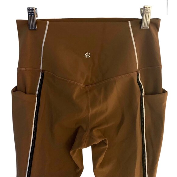 ATHLETA Brown Salutation Stash High-Rise Waist Women's Tipped Leggings Small - Picture 7 of 8